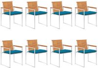 vidaXL Tuinstoelen 8 st met kussens massief acaciahout