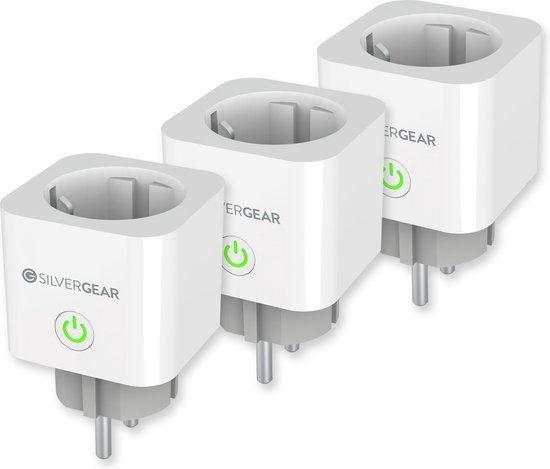 Silvergear Slimme Stekker met Energiemeter - 3 stuks - Wifi Smart Plug - Google Home, Alexa - Tuya Smart App