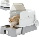 PawHut Kattenbak 60x40x45 cm RVS ABS Grijs