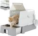 PawHut Bac à litière pour chat 60x40x45 cm Acier inoxydable ABS Gris