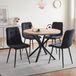 Table à manger en cuir de vache avec 4 chaises - Ensemble de salle à manger - Design scandinave - Revêtement en cordura - Cadre en métal - Diamètre 100 cm - Ensemble noir
