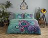 HIP Dekbedovertrek Madalas met planten en vogels - 2 persoons 200x200/220 cm - Mint - 100% Katoen satijn