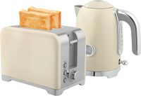 HOMCOM Waterkoker en Broodrooster Set Kunststof, Roestvrij Staal 23,5L x 16B x 24,4H cm Crèmewit