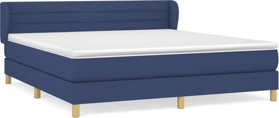 vidaXL Boxspring met matras stof blauw 160x200 cm