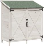 vidaXL Tuinschuur wit 106 x 56 x 113,5 cm massief vurenhout