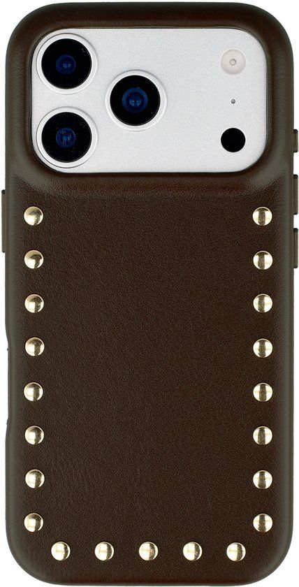 Selencia Studs Backcover met MagSafe voor de Apple iPhone 17 Pro - Cacao Crush
