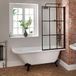 Hudson Reed Legend Baignoire îlot rétro d'angle droit – Blanc – 168,5 x 75 cm – Pare-baignoire verrière – Pieds noirs