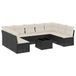 vidaXL 10-delige Loungeset met Kussens Poly Rattan Zwart