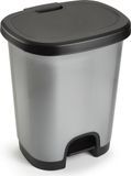 Plasticforte Pedaalemmer - zilver/zwart - 18 liter - 33 x 28 x 40 cm - kunststof