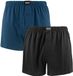 Hugo Boss BOSS jersey 2P wijde boxershorts zwart & blauw