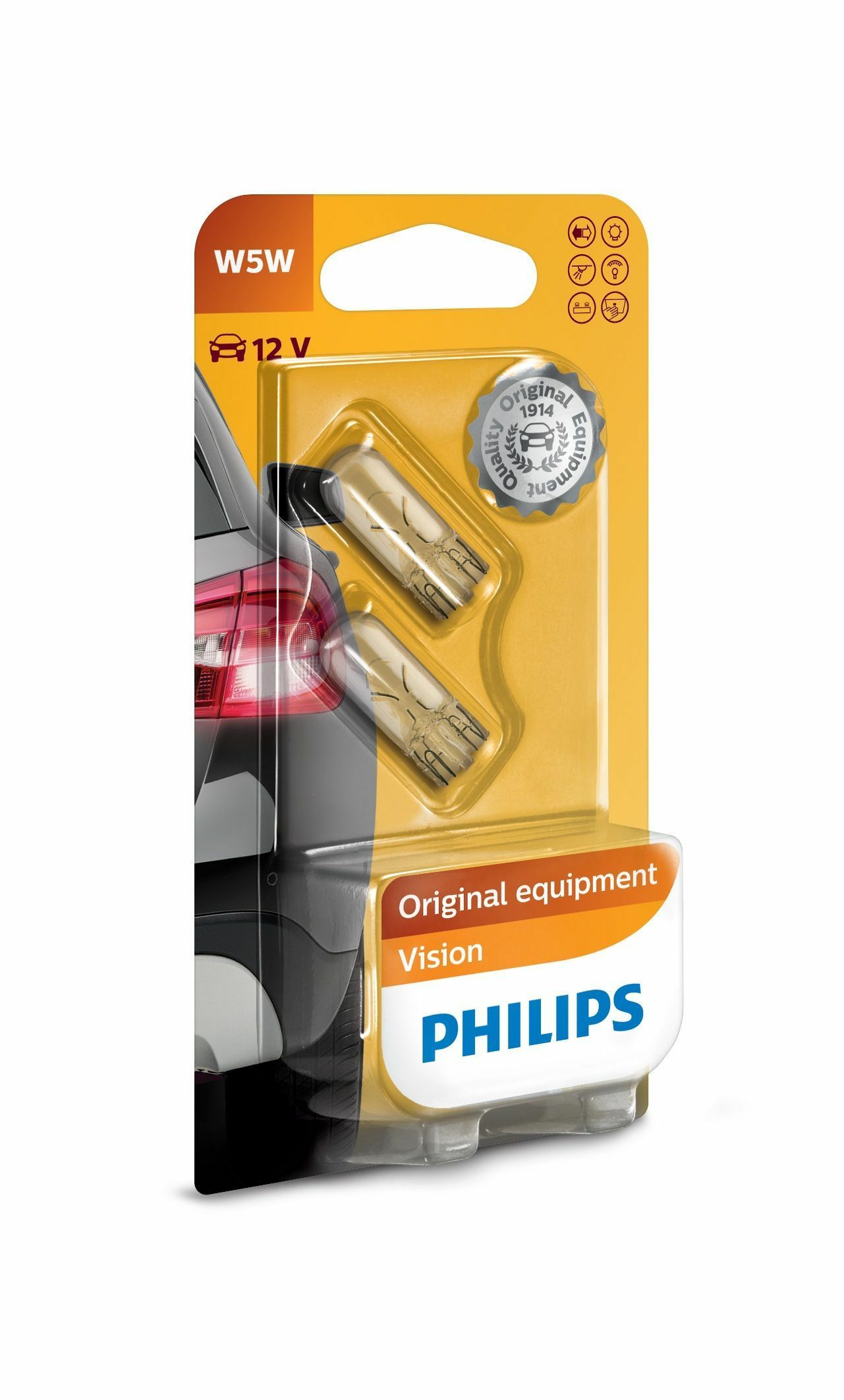Philips Vision W5W 12V - Interior and Signal Lighting - 2 Pack
