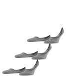 FALKE Step Medium Cut 3-Pack onzichtbaar effen katoen multipack footies heren grijs - maat 41-42