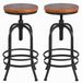 Set de 2 tabourets de bar, style industriel, réglable en hauteur, pivotant, noir