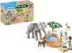 PLAYMOBIL Wiltopia: Aventurier dans la savane avec animaux, un éléphant et accessoires. À partir de 4 ans. Fabriqué à partir de matériaux recyclés
