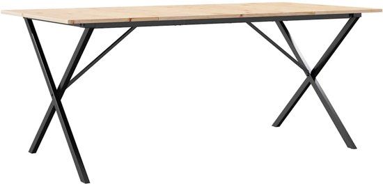 vidaXL Eettafel X-frame 180x90x75 cm massief grenenhout en staal
