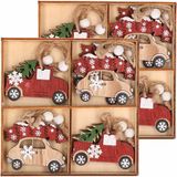 Merkloos / Sans marque G. Wurm Gmbh + Co. Kg Kersthanger set van 16x houten auto hangers 6 x 5 cm - houten kerstboomversiering ornamenten