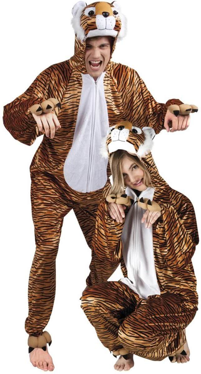 Boland Onesie Volwassenenkostuum - Pluche Tijger - Maat M-L