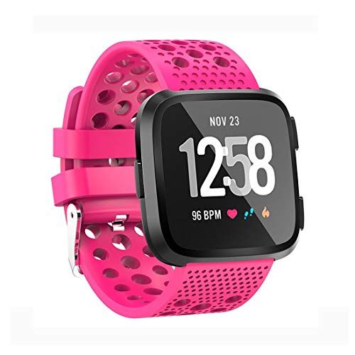 By Qubix Qubix Siliconen Bandje Geventileerd compatible met Fitbit Versa 1/2 & Lite - Roze