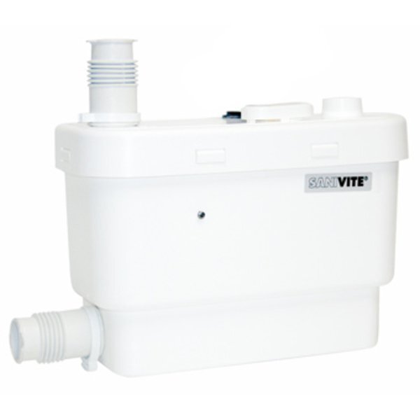 Sanibroyeur Sanivite vuilwaterpomp voor keuken douche bad bidet en wastafel opvoerhoogte 5m of horizontaal 50m wit 005096