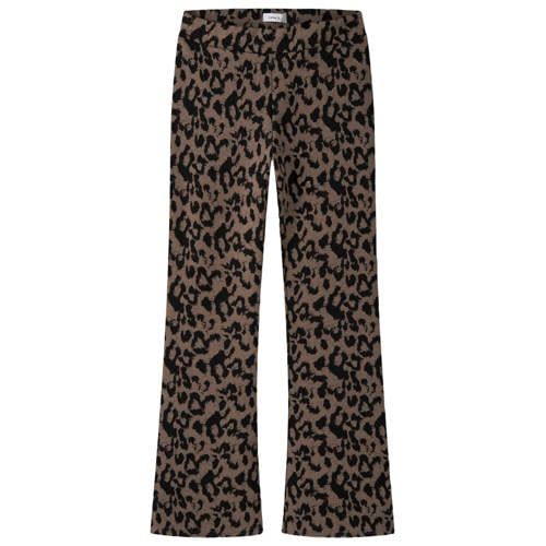 NAME IT KIDS bootcut broek met panterprint - bruin