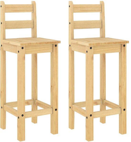 vidaXL Barstoelen 2 stuks massief grenenhout bruin