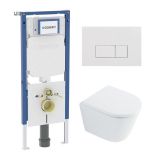 Geberit QeramiQ Dely Toiletset - 36.3x51.7cm - Geberit UP720 inbouwreservoir - rimless - diepspoel - 35mm zitting - softclose - bedieningsplaat glans wit - rechthoekige knoppen - glans wit
