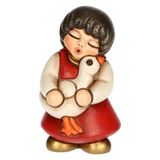 THUN - Meisjes met rode gans van keramiek, 3,6 x 3,6 cm, hoogte 6,2 cm, collectie kribbe Classico
