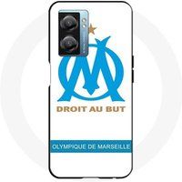 Maniacase Case Oppo A77 5G logo Olympique de Marseille met Achtergrond