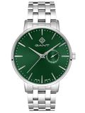 GANT G105026 Park Hill III herenhorloge, roestvrij staal zilverkleurig, groene Sunray-wijzerplaat, 42 mm, kwarts, 5 ATM