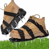 VHV Chaussures d'aération pour pelouse - Chaussures à crampons pour l'aération des pelouses et jardins - Taille unique - Sandales à pointes pour aérer l'herbe dans le jardin - Terrasse et cour - Noir