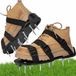 VHV Chaussures d'aération pour pelouse - Chaussures à crampons pour l'aération des pelouses et jardins - Taille unique - Sandales à pointes pour aérer l'herbe dans le jardin - Terrasse et cour - Noir