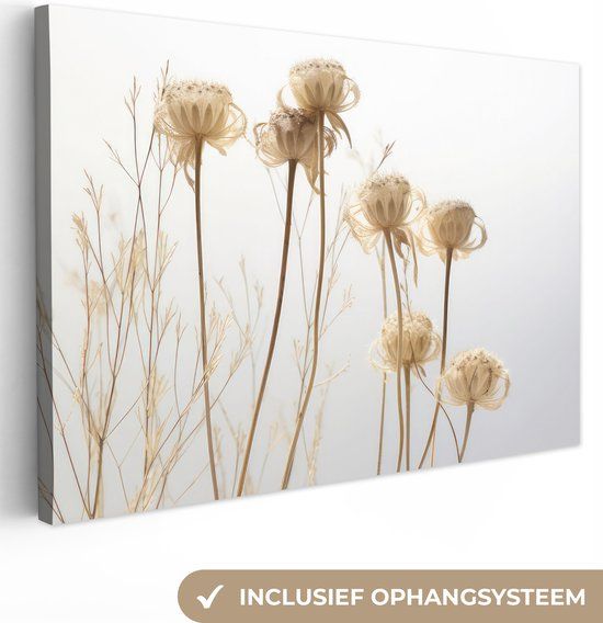 OneMillionCanvasses Canvas Schilderij 150x100 cm - Droogbloemen - Natuur - Botanisch - Muurdecoratie