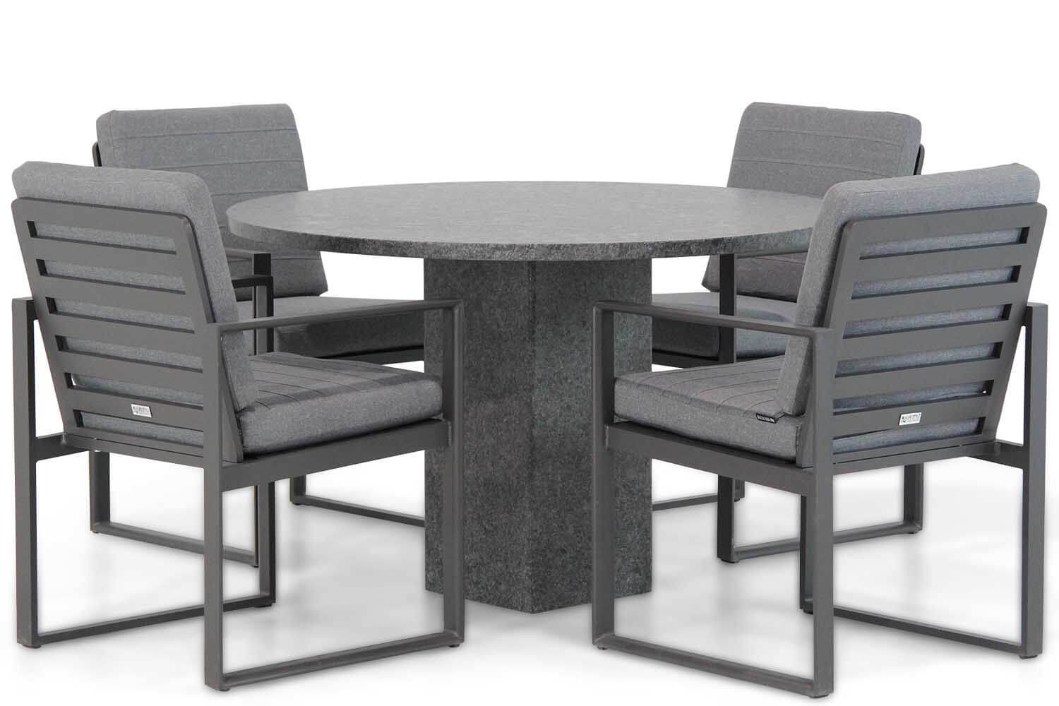 Santika Furniture Santika Zaga/Graniet rond 120 cm dining tuinset 5-delig