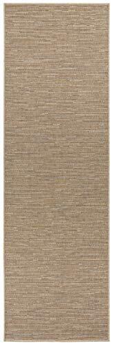 BT Carpet Platte stof loper Nature 400 grijs goud, maat 80x500 cm, geschikt voor binnen en buiten (100% polypropyleen, UV- en vochtbestendig, geschikt voor vloerverwarming)