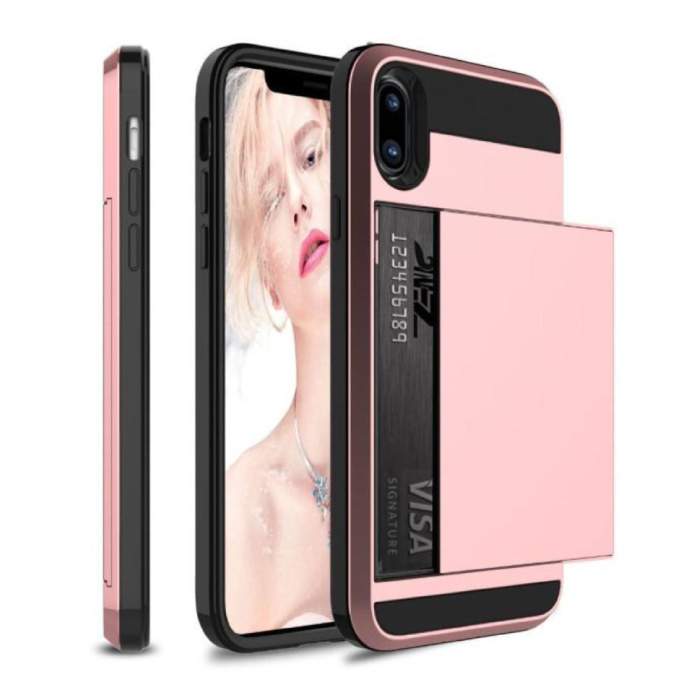 VRSDES VRSDES iPhone XS - Wallet Card Slot Cover Case Hoesje Business Roze