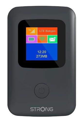 HOTSPOT Strong 4G AIRSPOT 220 draagbare wifi-router met sim, kleurendisplay, 4G LTE CAT4 150 Mbps, draagbare wifi-hotspot voor reizen, verbindt tot 10 apparaten, 2100 mAh batterij, USB-C, powerfunctie