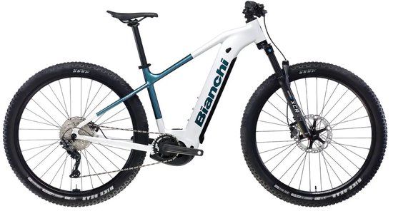 Bianchi T-Tronik X 9.2 Trk Shimano Deore Bch PL RD-M4120 10V Mountainbike Unisex Wit/Iriserend Blauw/Violet Vol Glanzend Aluminium 28 Inch 10 Versnellingen Hydraulische Schijfremmen Bosch Performance Line Midden In Frame 600 Wh 0-75 km 600 W Ja 25 km/h Voorvorkvering