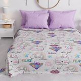 PETTI Artigiani Italiani - Microvezel bankhoes 220 x 270 cm, meisje kitten | multifunctioneel voor banken, sprei en tafelhoes | wasbare beschermhoes