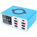 Relife Chargeur Station RL-304S QI, 110W, 3A, 2 x USB-C - 6 x USB-A, Bleu