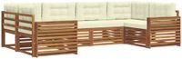 vidaXL - Hoek loungeset - 6 zitplaatsen - Massief Acacia Hout - Natuurlijk en Crème
