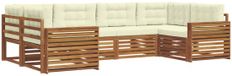 vidaXL - Hoek loungeset - 6 zitplaatsen - Massief Acacia Hout - Natuurlijk en Crème