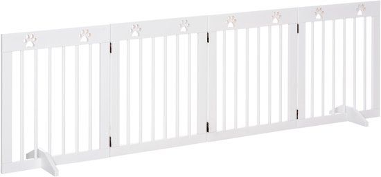 PawHut Huisdierhekje Grenenhout 204x30x61cm Wit
