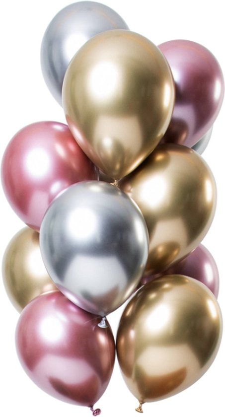Folat - ballonnen Mirror Effect Morganite 33 cm - 12 stuks