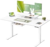 Songmics Bureau – In hoogte verstelbaar – Met monitorstandaard en USB – Wit – 140 x 70 cm