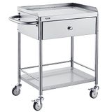 VEVOR Laboratoriumwagen met 2 verdiepingen, medische dienstwagen, 71 x 42 x 78,5 cm, roestvrij staal, met lade, belasting 100 kg, stille verplaatsing voor klinische opslag, keuken, hotel,