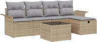 vidaXL - Tuinbank - Set - 6 - st - Beige - en - Lichtgrijs - poly - rattan
