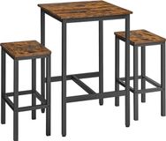 Vasagle Bartafel met barkrukken set, eettafel met 2 stoelen, kleine keukentafel 60 x 60 x 90 cm, barkrukken 30 x 40 x 65 cm, voor eetkamer, keuken, industrieel design, vintage bruin-zwart