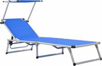vidaXL Lit pliant avec toit aluminium et textilène bleu