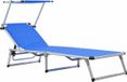 vidaXL Ligbed inklapbaar met dak aluminium en textileen blauw