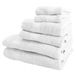 6-delige badhanddoekenset: 2 handdoeken 30 x 50 cm, 2 washandjes 50 x 90 cm, 2 douchehanddoeken 70 x 140 cm, 450 g/m², 100% katoen, wit